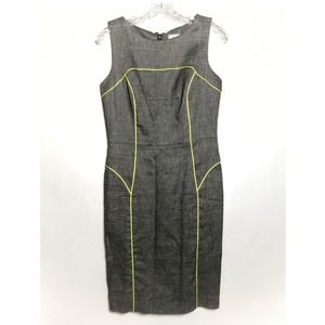Milly Career tailored dress w neon trim zippers